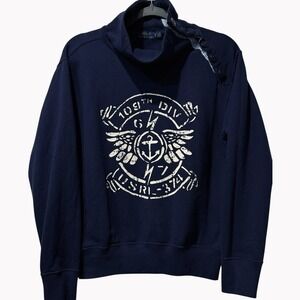 Polo Ralph Lauren Nautical Anchor Graphic Funnel Neck Button Sweatshirt Small